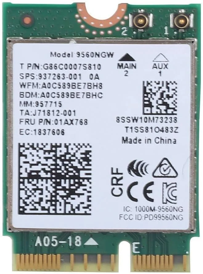کارت شبکه وای فای HighZer0 Electronics مدل Intel 9560AC NGW، بی‌سیم 1730Mbps دو بانده 2.4G/5G بلوتوث 5.0 مناسب برای Samsung/Dell/Sony/ACER/ISUS/MSI/Clevo/Terransforce/Hasee