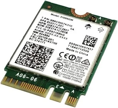 کارت وای فای اینتل 3168NGW دو بانده Wireless-AC 3168 PCI-Express 802.11ac WLAN بلوتوث 4.2 مدل G86C0007K310