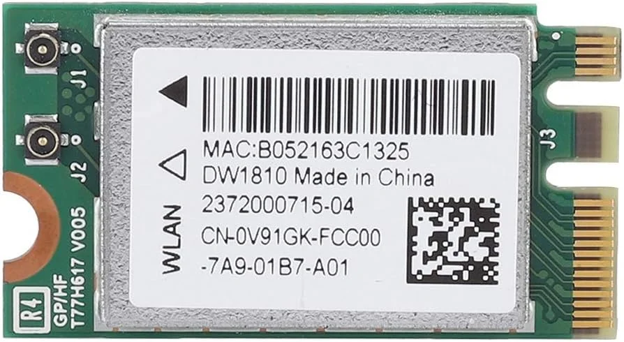 کارت شبکه PCI-E، DW1810 دو بانده 2.4G/5G با سرعت 433 مگابیت بر ثانیه 802.11a/b/g/n/ac مینی کارت شبکه WIFI بلوتوث 4.1 بی سیم برای ایسوس/ایسر/بنکیو/دل/سامسونگ