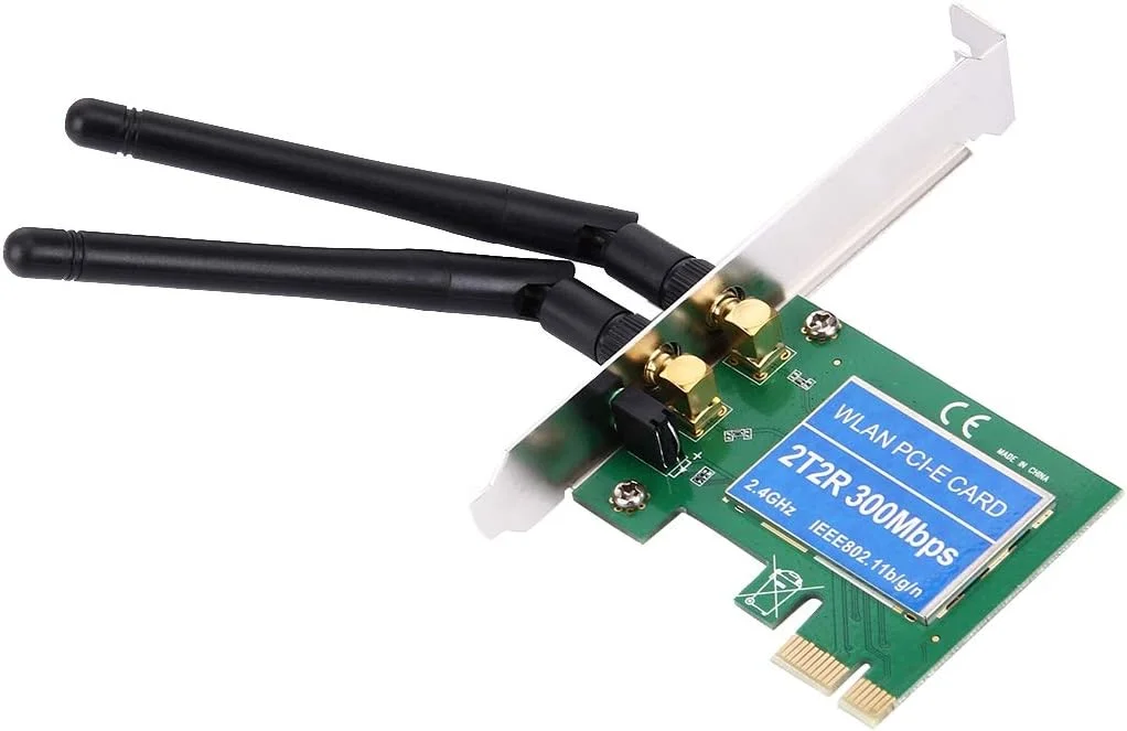 کارت شبکه بی سیم PCI Express کیهانگ شیهوی 300 مگابیت بر ثانیه با 2 آنتن، استاندارد های IEEE 802.11b / 802.11g / 802.11n