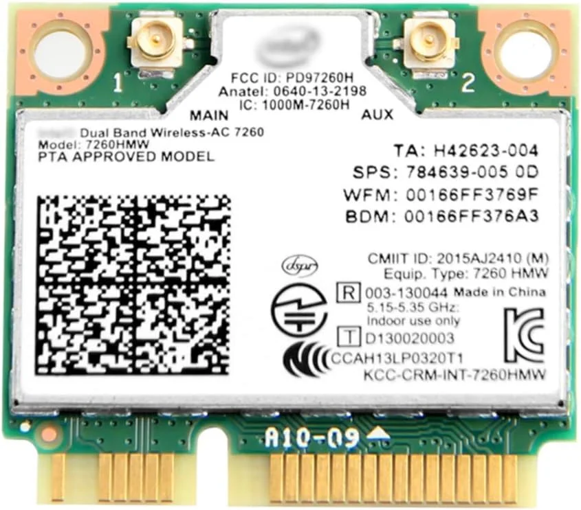 کارت وای فای REKONG 7260ac Half Mini pcie مدل 7260HMW دو بانده Wireless-AC آداپتور وای فای 7260 PCIe وای فای 2x2 Wi-Fi BT4.0 802.11 b/a/g/n/ac کارت شبکه PCI Express Mini برای ویندوز 7 8 10