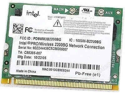کارت آداپتور بی‌سیم برای Pro Wireless G WIFI 2200BGs 2200 MINI PCI 802.11g Card برای اینتل