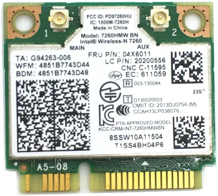 کارت آداپتور بی‌سیم 7260HMW 7260 BN WIFI + BT 4.0 MINI-PCI E WLAN INTEL N برای LENOVO thinkpad 04X6011 S440 S540 E540