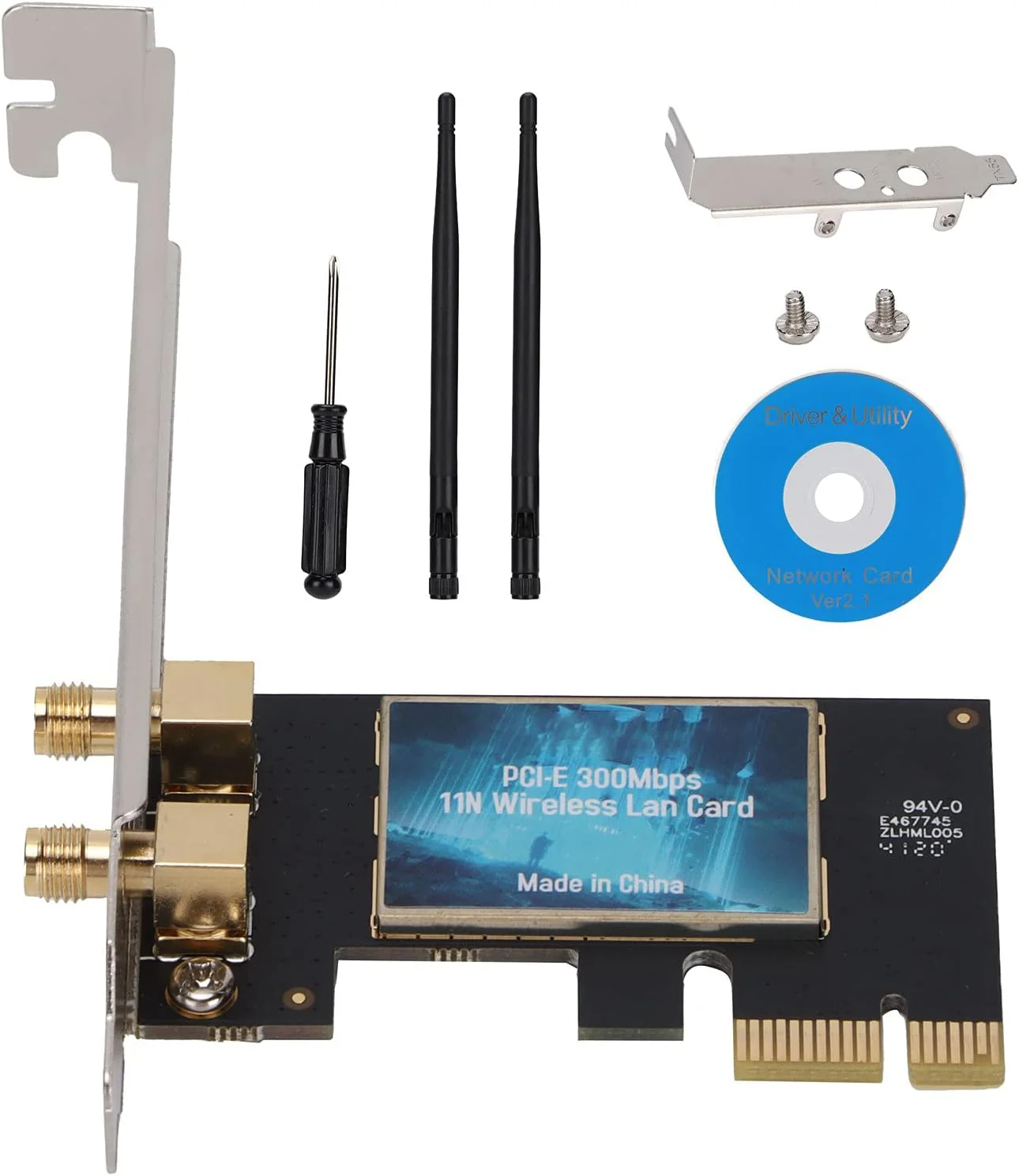 کارت وای فای، آداپتور شبکه بی سیم 11N کارت PCI-E آداپتور دوگانه انتقال و دریافت، سرعت انتقال تا 300 مگابیت بر ثانیه