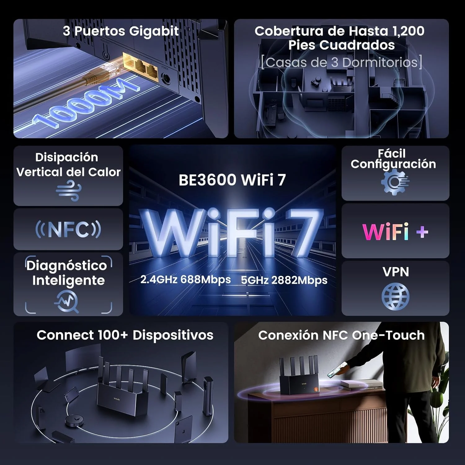 سوئیچ رومیزی 8 پورت گیگابیتی Tenda SG108، مشکی