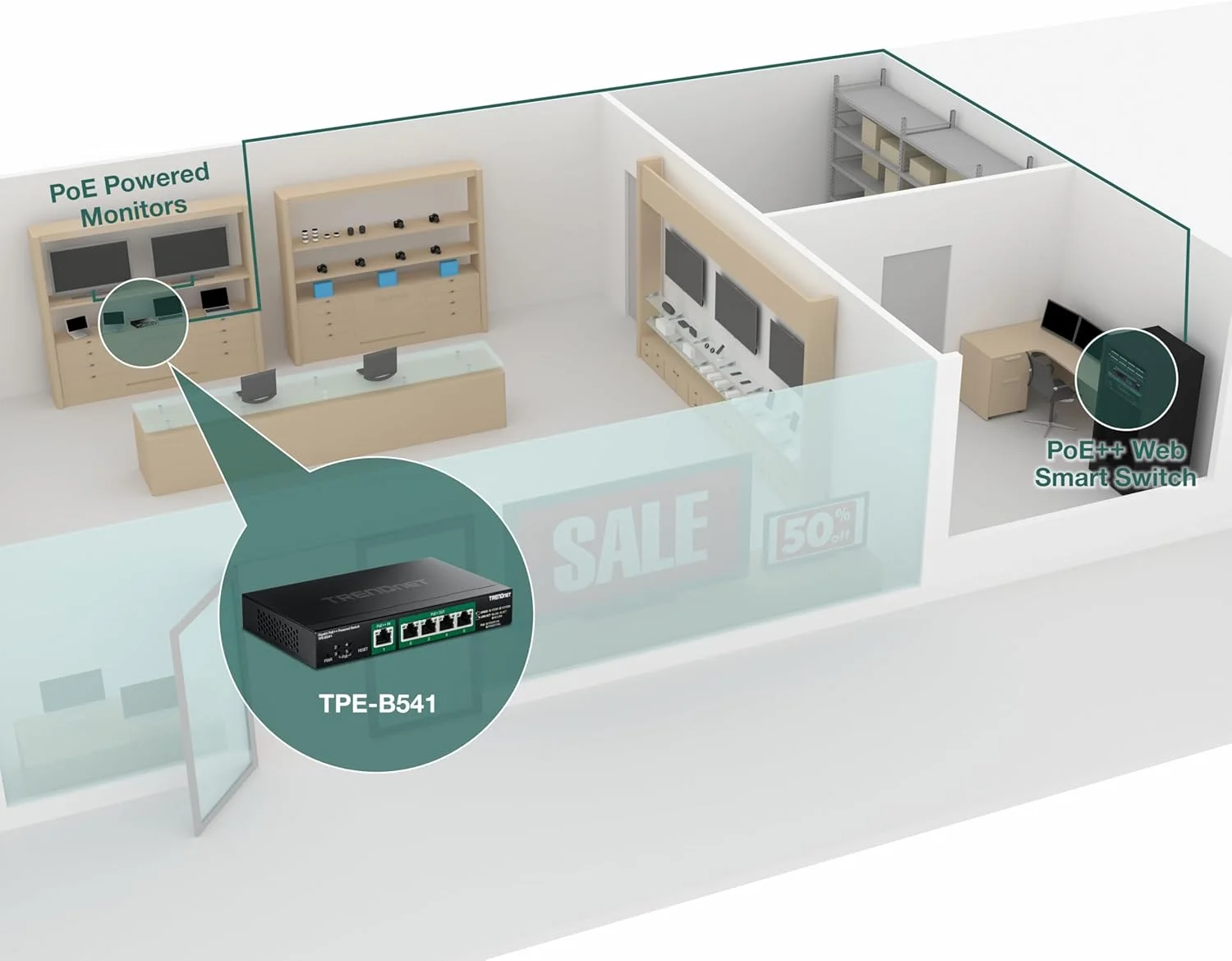 سوئیچ مدیریتی 5 پورت گیگابیتی PoE++ ترندنت با قابلیت PoE Passthrough، مدل TPE-B541، دارای 1 پورت ورودی گیگابیتی PoE++، 4 پورت خروجی گیگابیتی PoE+، توان PoE 60W، سازگار با NDAA TAA، محافظت مادام العمر