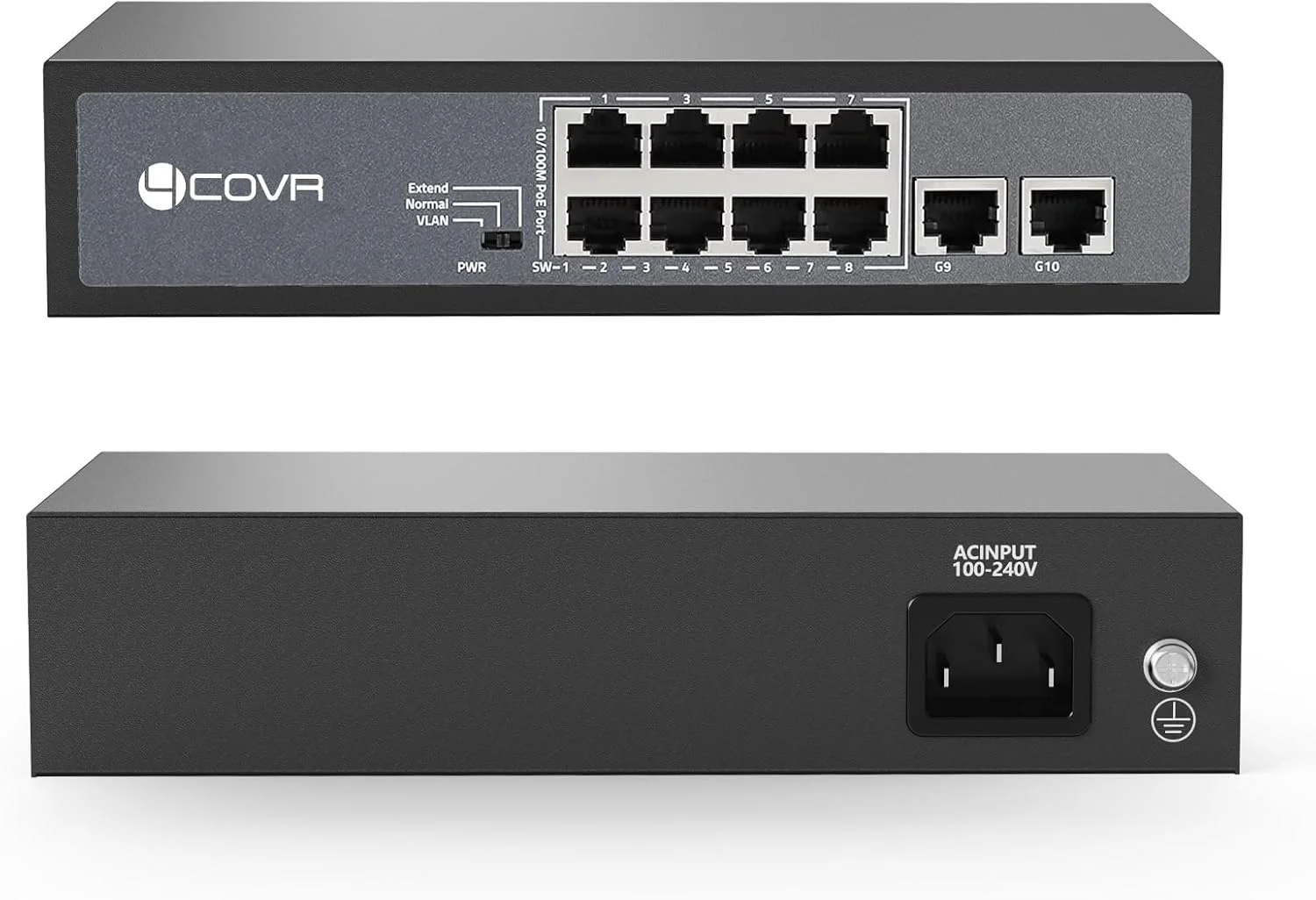 سوئیچ اترنت PoE با 8 پورت 4COVR، توان 120 وات (AC100-240V)، دارای 2 پورت آپلینک گیگابیتی RJ45، پشتیبانی از دوربین های امنیتی PoE IP با کیفیت 4K 8MP 5MP، سازگار با استاندارد 802.3af/at، بدنه فلزی، قابلیت Plug and Play، محافظت در برابر صاعقه، مدل LY-POE08