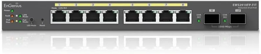 سوئیچ 8 پورت گیگابیتی PoE+ با 2 پورت SFP مدل EnGenius EWS2910FP-FIT
