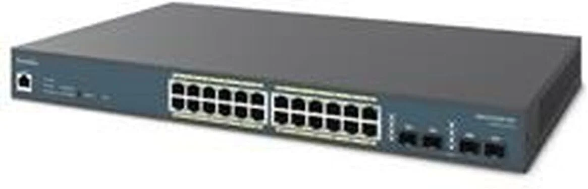 سوئیچ 24 پورت گیگابیتی PoE+ مدیریتی بیسیم EnGenius EWS7928P-FIT | دارای 4 پورت GE SFP، بودجه PoE 185W، قابل نصب در رک 1U، مدیریت تا 30 نقطه دسترسی (برنامه FitExpress)