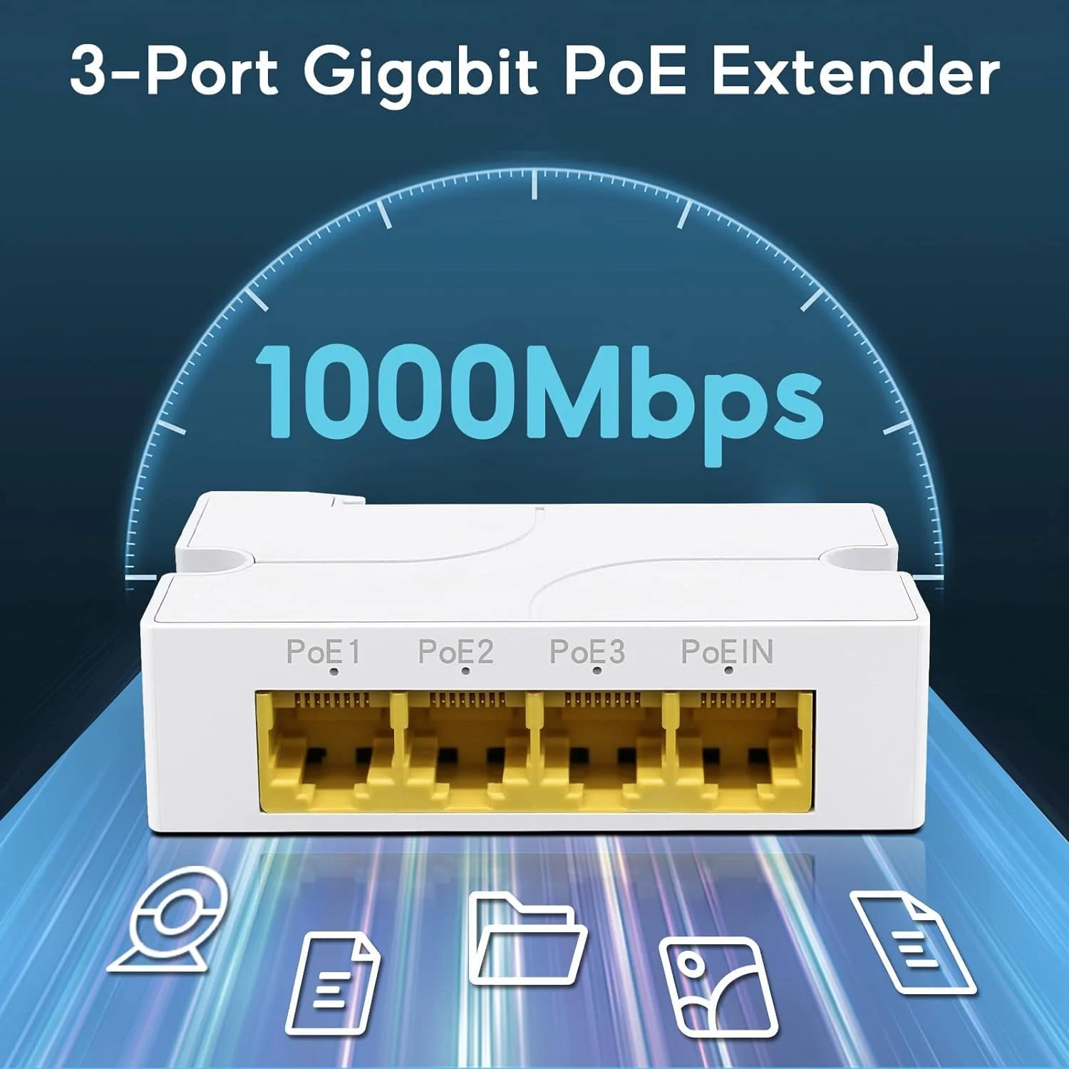 توسعه دهنده PoE گیگابیتی 4 پورت، تکرار کننده PoE IEEE 802.3 af/at، 1000 مگابیت بر ثانیه، 1 ورودی PoE و 3 خروجی PoE، نصب آسان، قابل نصب روی دیوار و ریل Din، سوئیچ عبور PoE برای سیستم های امنیتی دوربین IP