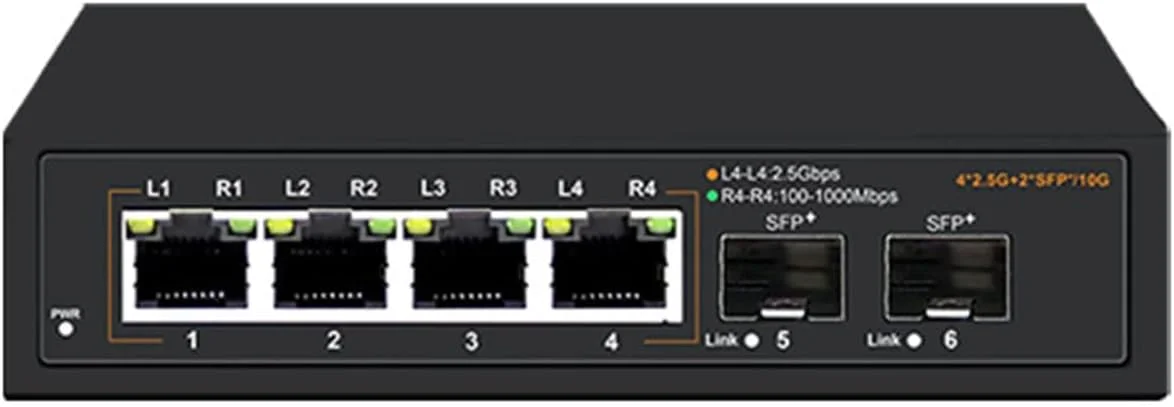 سوئیچ شبکه 4 پورت 8 پورت 2.5G با منبع تغذیه PoE و 10G SFP، کاربری آسان و بدون دردسر، 4 بیتی