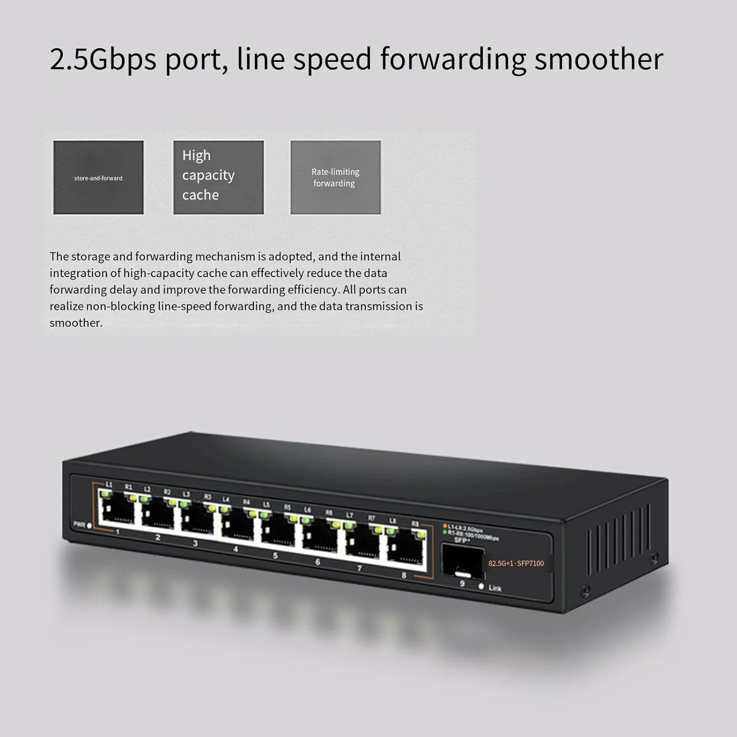 سوئیچ شبکه 4 پورت 8 پورت 2.5G با منبع تغذیه PoE و 10G SFP، کاربری آسان و بدون دردسر، 4 بیتی