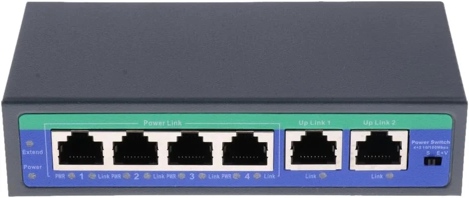تزریق کننده PoE با 6 پورت و سرعت 10/100 مگابیت بر ثانیه، سوئیچ PoE با استاندارد IEEE 802.3af/at بدون آداپتور برق کدینگ/1554