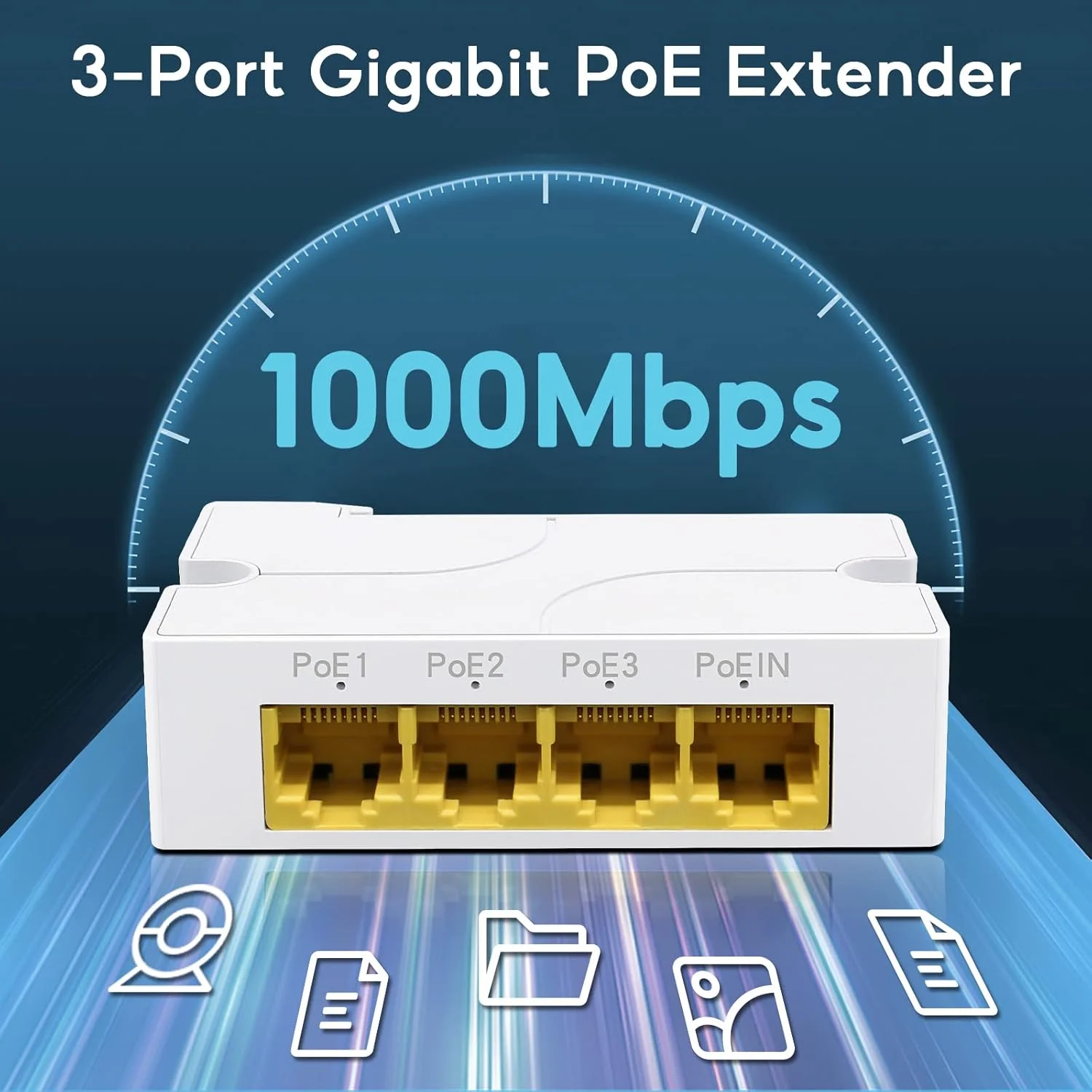 توسعه دهنده PoE گیگابیتی 4 پورت Sodola، توسعه دهنده PoE IEEE 802.3 af/at، 1000 مگابیت در ثانیه، 1 ورودی PoE و 3 خروجی PoE، نصب آسان، قابل نصب روی دیوار و ریل Din، سوئیچ عبور PoE برای سیستم های امنیتی دوربین مداربسته IP