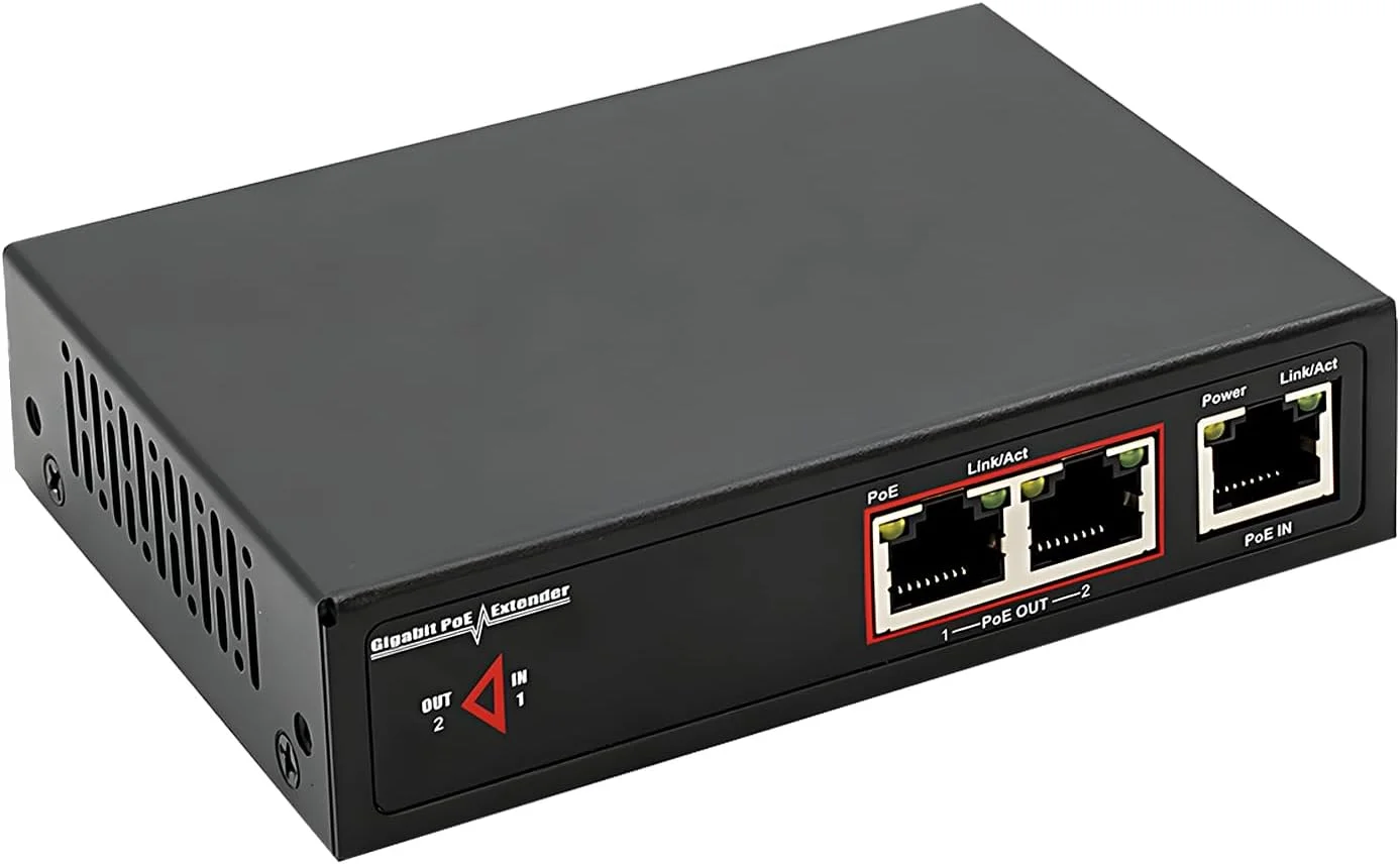 توسعه دهنده PoE گیگابیتی 3 پورت، 1 ورودی 2 خروجی، کار با سوئیچ PoE Passthrough، انژکتور PoE، 10/100/1000 مگابیت بر ثانیه 60W PoE+ پشتیبانی از IEEE 802.3af/at تکرار کننده Power-Over-Ethernet، محافظت در برابر صاعقه 6KV