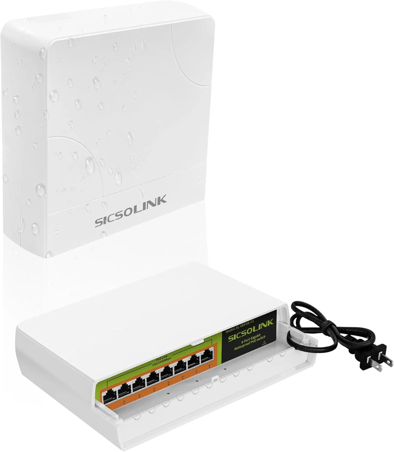 سوئیچ گیگابیتی POE ضد آب 8 پورت، توان کل 120 وات، 1000 مگابیت در ثانیه، مطابق با IEEE802.3af/at، سوئیچ شبکه POE+ بیرونی بدون نیاز به تنظیمات (8 پورت گیگابیتی poe)