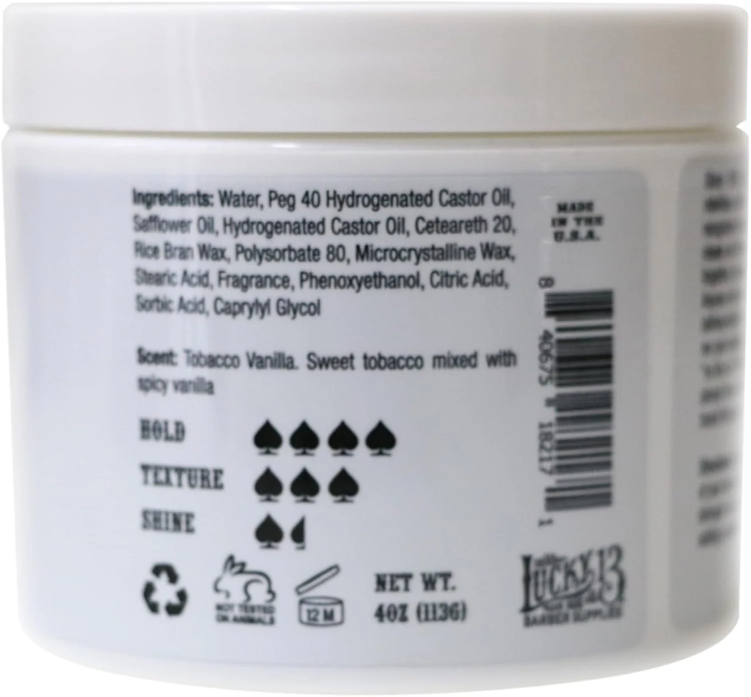 پماد موی مات آرایشی Lucky 13 | پایه آب | قدرت نگهداری بالا | نمای مات | رایحه تنباکو و وانیل، ۱۲۰ میل