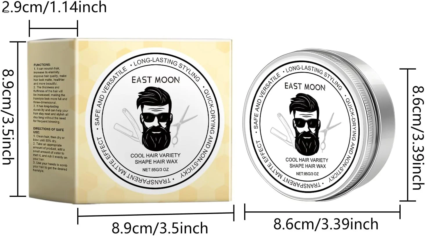 واکس موی مات برای آقایان - موم زنبور عسل و روغن نارگیل، مرطوب کننده عمیق، کاهش موخوره، قوی و ماندگار، جلوه مات، 85 گرم