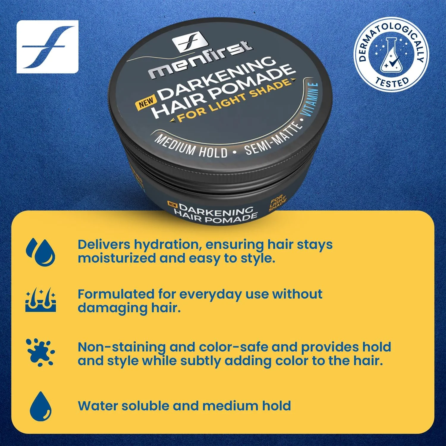 پماد موی پوشش فوری موهای سفید مردانه MENFIRST، رنگ های روشن، بسته 1 عددی