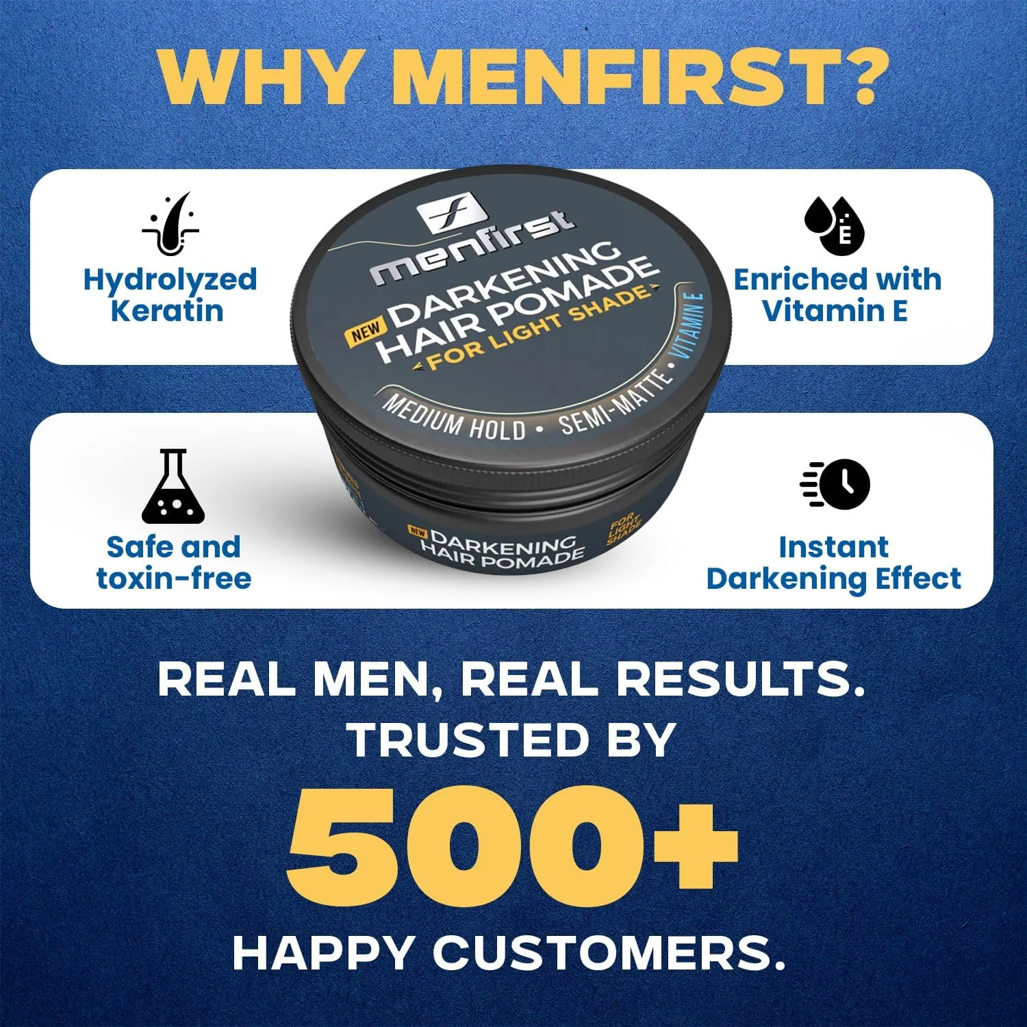 پماد موی پوشش فوری موهای سفید مردانه MENFIRST، رنگ های روشن، بسته 1 عددی