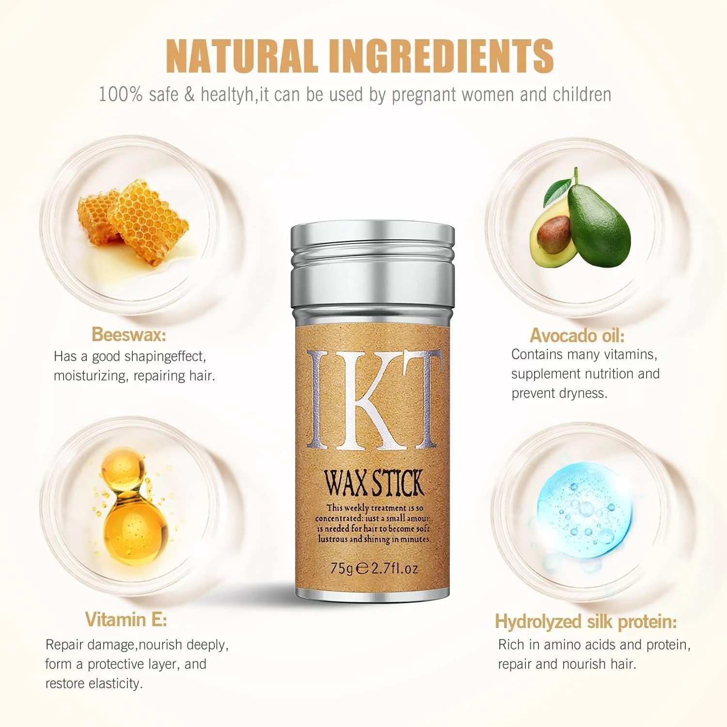 استیک واکس مو OSYA، استیک صاف کننده مو، پماد حالت دهنده غیر چرب مو، نگهدارنده قوی، موها را مرتب و منظم نشان می دهد