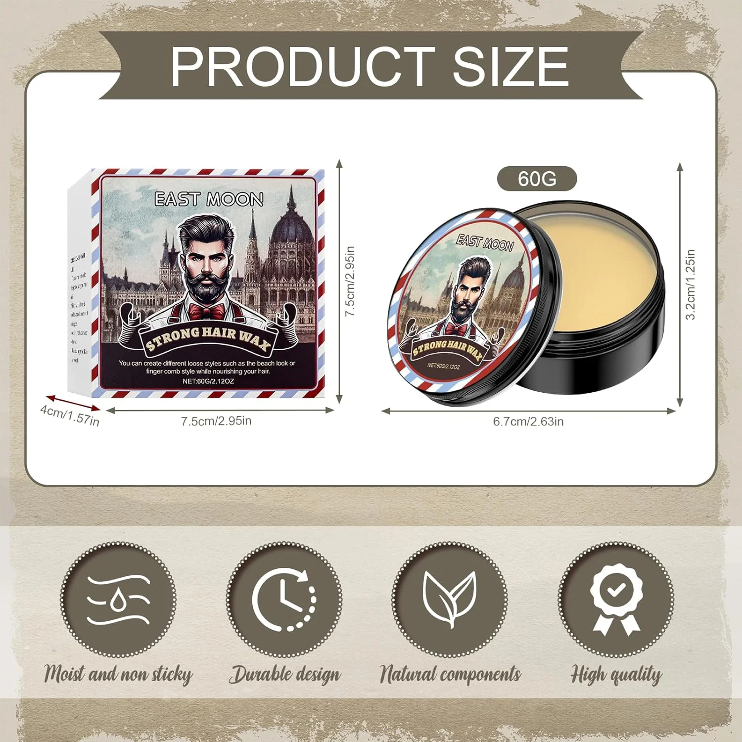 پماد موی روغنی برای آقایان و پماد مغذی مو، فرمول موم طبیعی برای نگهداری قوی و درخشش بالا. پماد برای آقایان