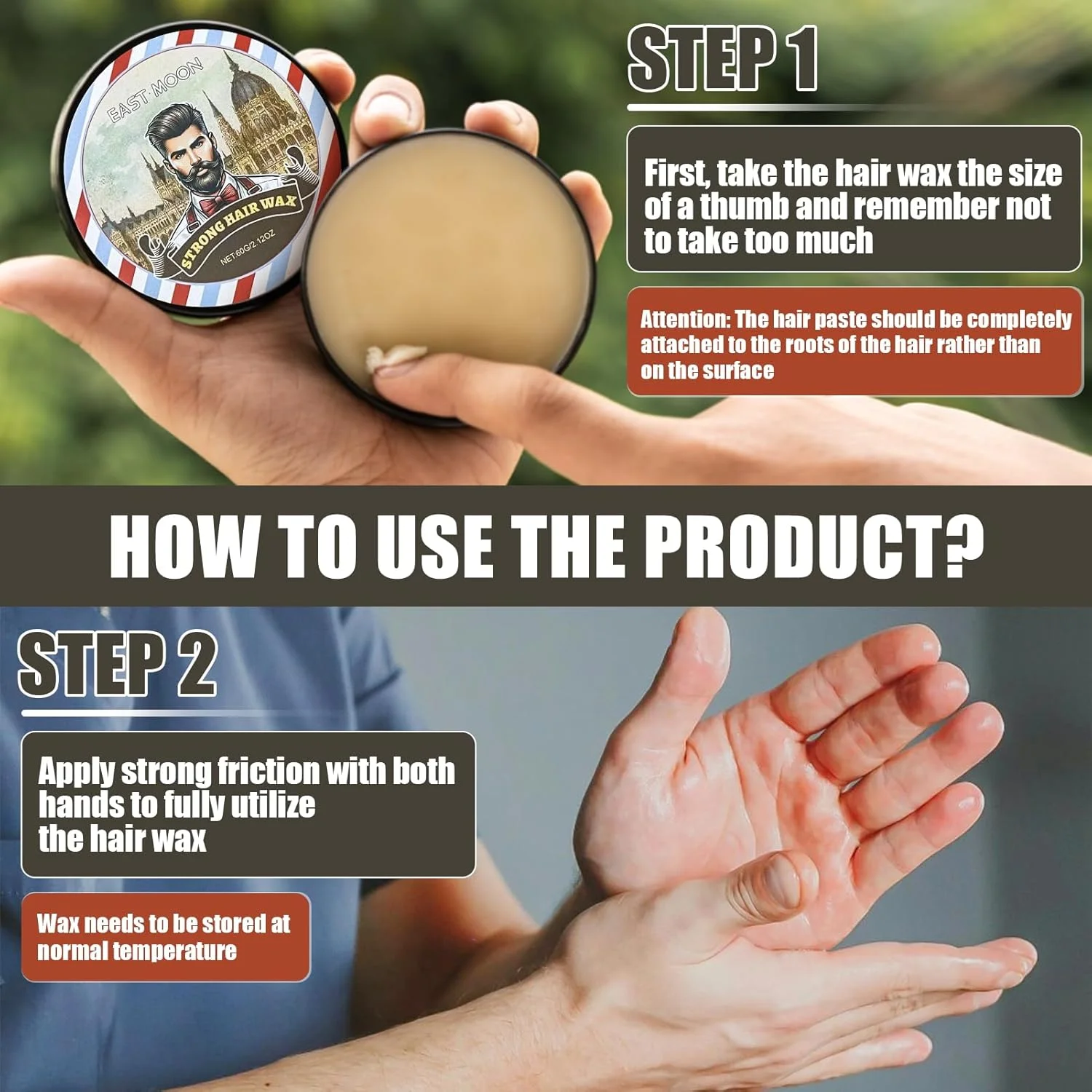 پماد موی روغنی برای آقایان و پماد مغذی مو، فرمول موم طبیعی برای نگهداری قوی و درخشش بالا. پماد برای آقایان