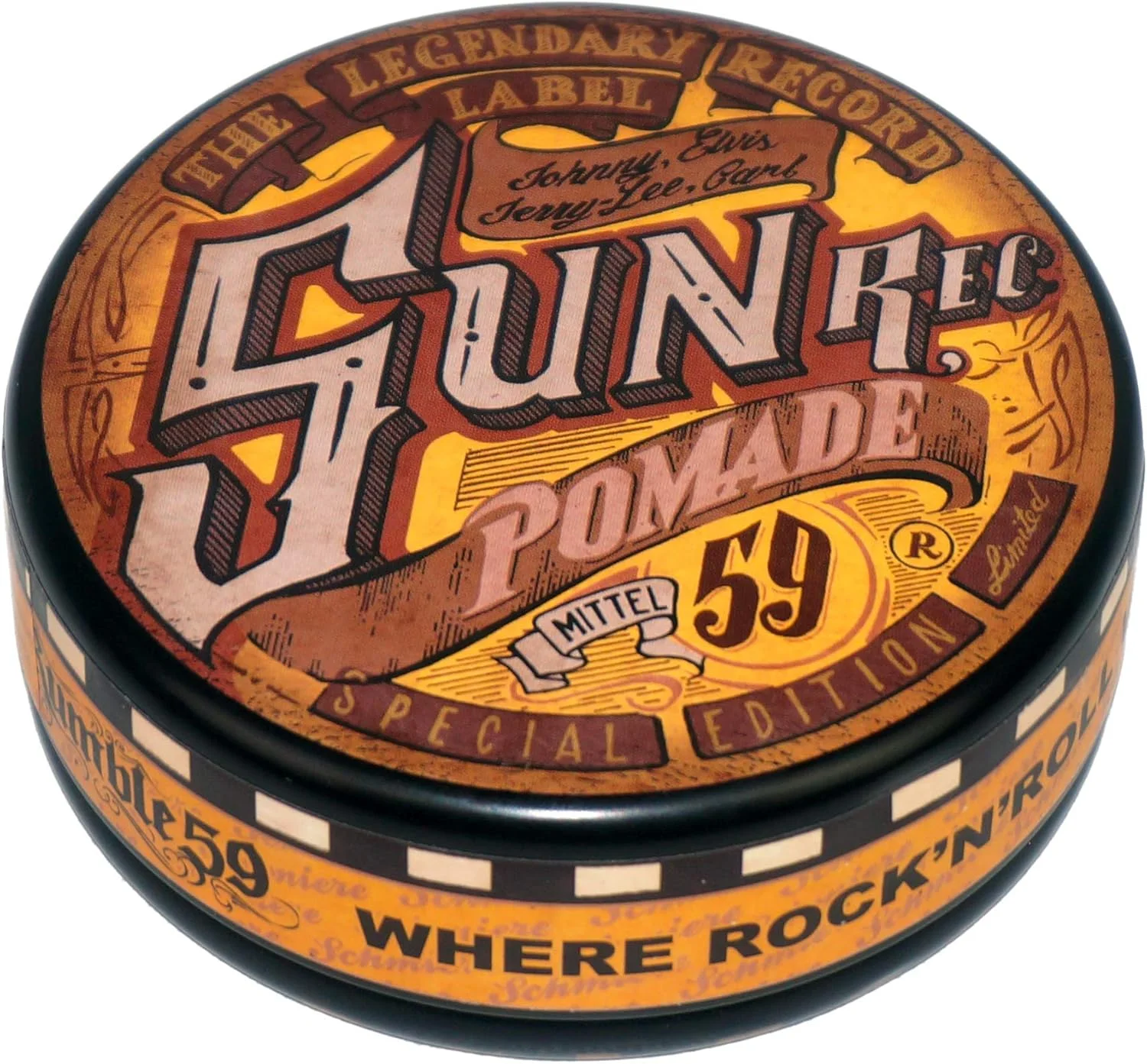 Schmiere FEINSTE HAAR-POMADE Rumble 59 نسخه ویژه SUN Records حالت دهنده مو با پایه روغن با قدرت نگهداری متوسط 133 گرم