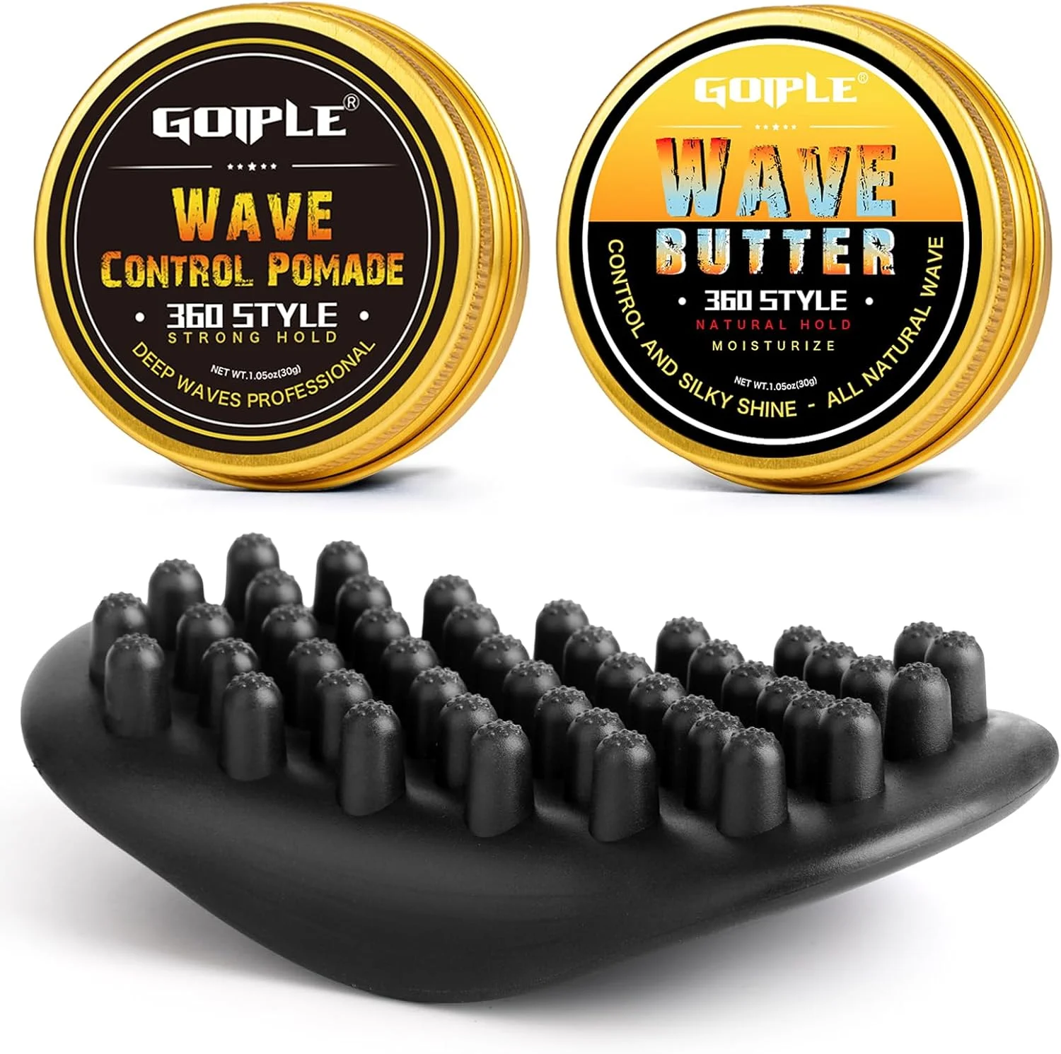 برس اسفنجی پیچش مو به همراه پماد حالت دهنده مو برای مردان و آرایشگران، برس فر کننده موی آفریقایی قابل شستشو با دندانه های لاستیکی بزرگ | حالت دهنده پیچ مو برای استفاده روزانه، برس ایده آل برای ست حالت دهنده موی فر