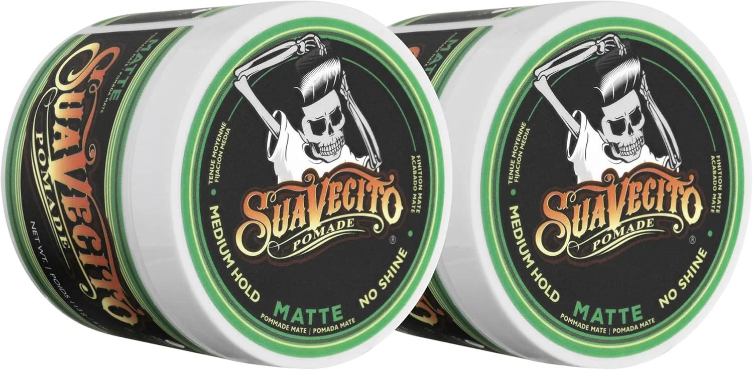 Suavecito پماد مات (بدون درخشش) 113 گرم، بسته 2 عددی - پماد مو با نگهدارندگی متوسط برای مردان - خمیر موی مات با درخشش کم برای مدل موهای با بافت طبیعی