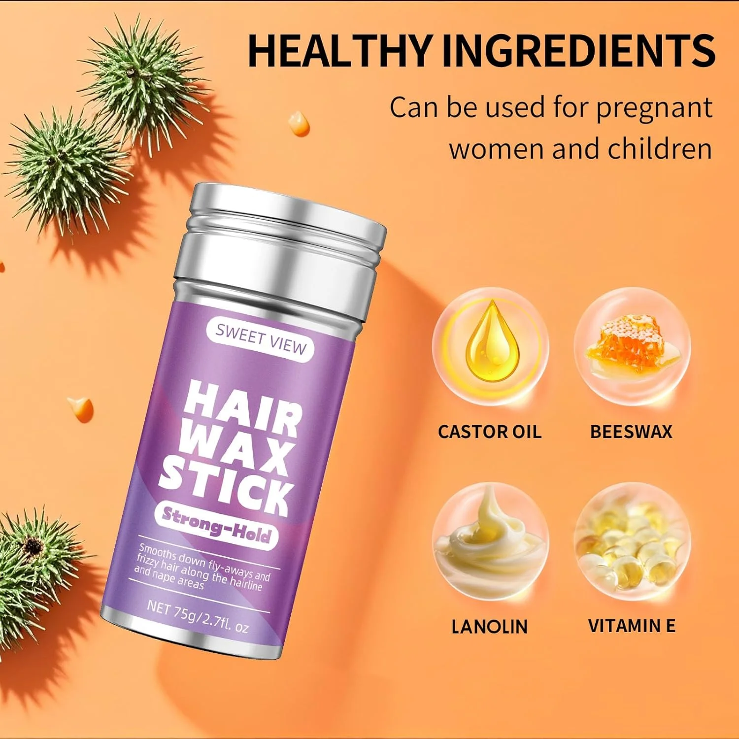 استیک واکس مو و برس حالت دهنده مو SWEET VIEW برای مرتب کردن موهای وز و ایجاد مدل موی دم اسبی و گوجه ای صاف | استیک پماد/بالم/ژل برای خانم ها، لوازم جانبی حالت دهی برای دختران و کودکان استیک واکس مو و برس حالت دهنده مو SWEET VIEW برای مرتب کردن موهای وز و ایجاد مدل موی دم اسبی و گوجه ای صاف | استیک پماد/بالم/ژل برای خانم ها، لوازم جانبی حالت دهی برای دختران و کودکان