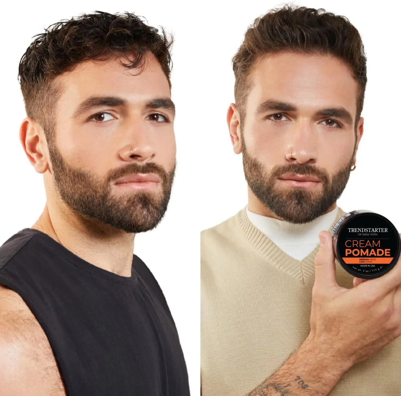 TRENDSTARTER - پماد کرمی (113 گرم) (بسته 2 عددی) - حالت دهی متوسط - درخشش کم - پایه آب، حالت دهی ماندگار، پماد حالت دهنده مو