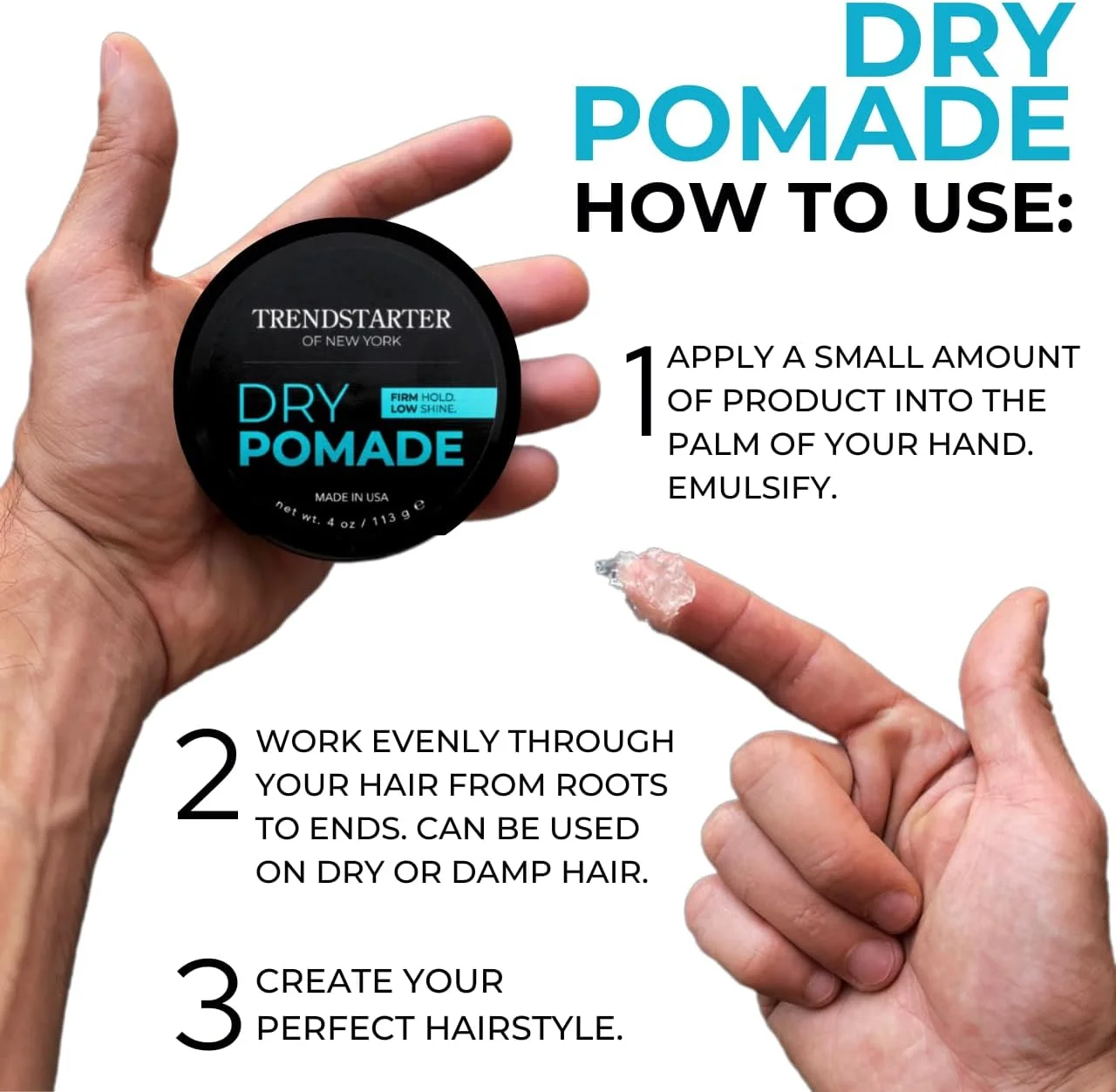 ترنداستارتر - پماد موی خشک (113 گرم) (بسته 2 عددی) - حالت دهی قوی - درخشش کم - پماد ژلی بر پایه آب - محصولات حالت دهنده موی ممتاز با ماندگاری تمام روز