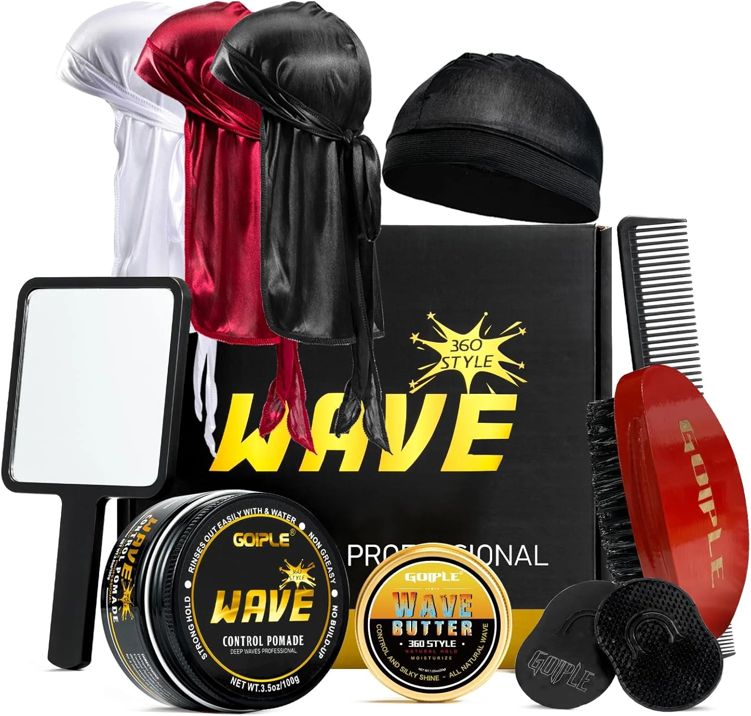 پماد حالت دهنده مو برای آقایان - با قدرت نگهدارندگی بالا، شستشوی آسان، تقویت کننده لایه ای مو، مرطوب کننده، درخشش ابریشمی، کرم مو، چربی مو، برس، دورگ، ست کلاه (قرمز)