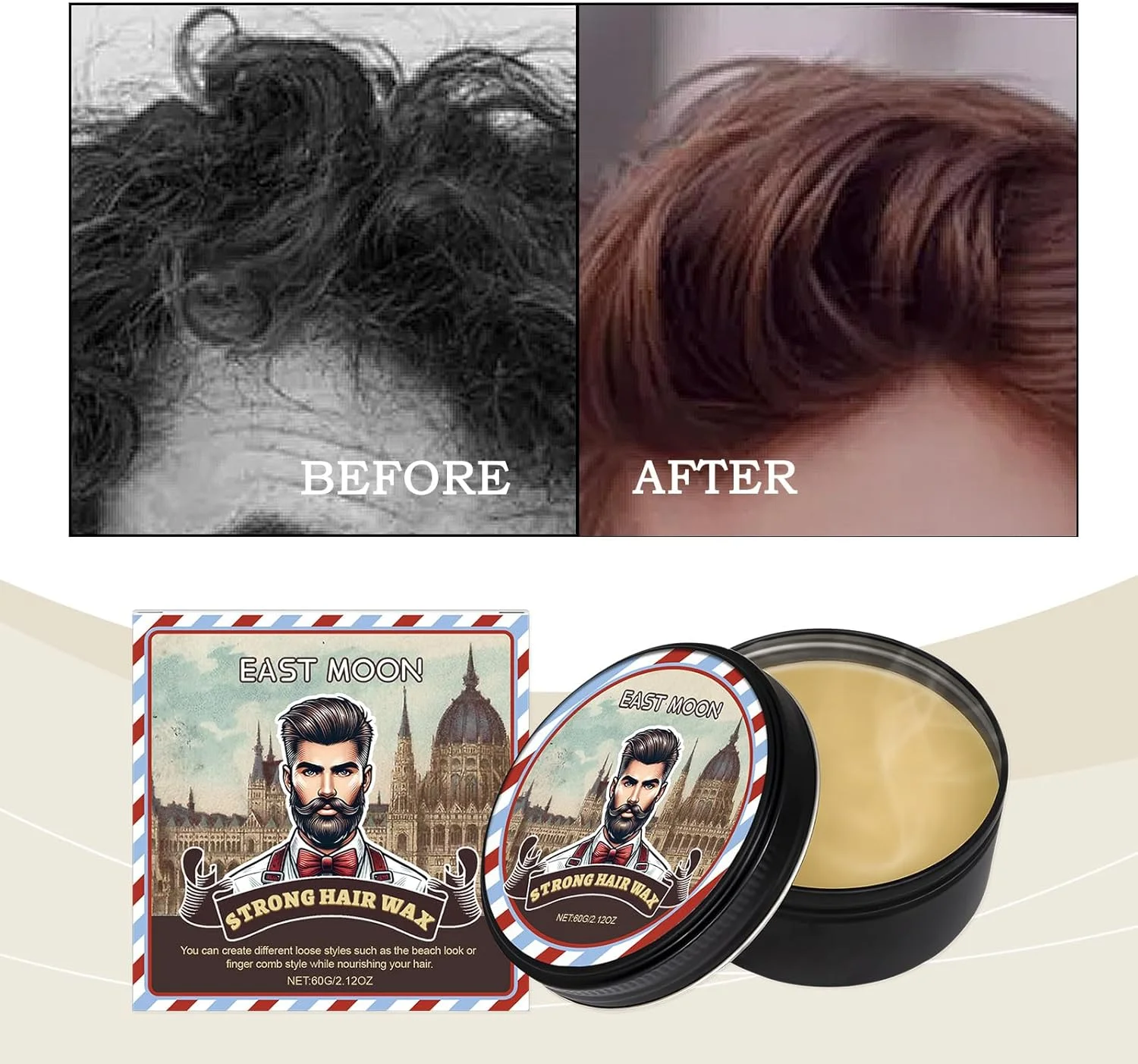 پماد موی مردانه بر پایه آب، حالت دهنده قوی و ماندگار، از بین برنده وز مو، ضد آب، مغذی مو و ریش، فرمول موم طبیعی، ایده آل برای ظاهری صاف و منظم