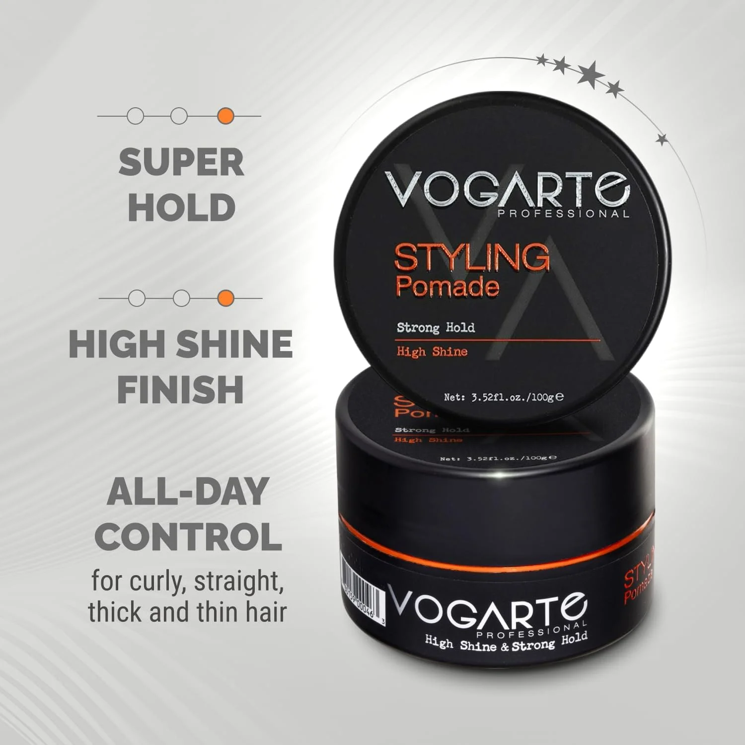 پماد حالت دهنده مو مردانه Vogarte، با قدرت نگهداری قوی و درخشش متوسط، واکس مو بر پایه آب، محصول پیرایش کلاسیک آقایان، نگهداری انعطاف پذیر در تمام طول روز، شستشوی آسان، 100 گرم