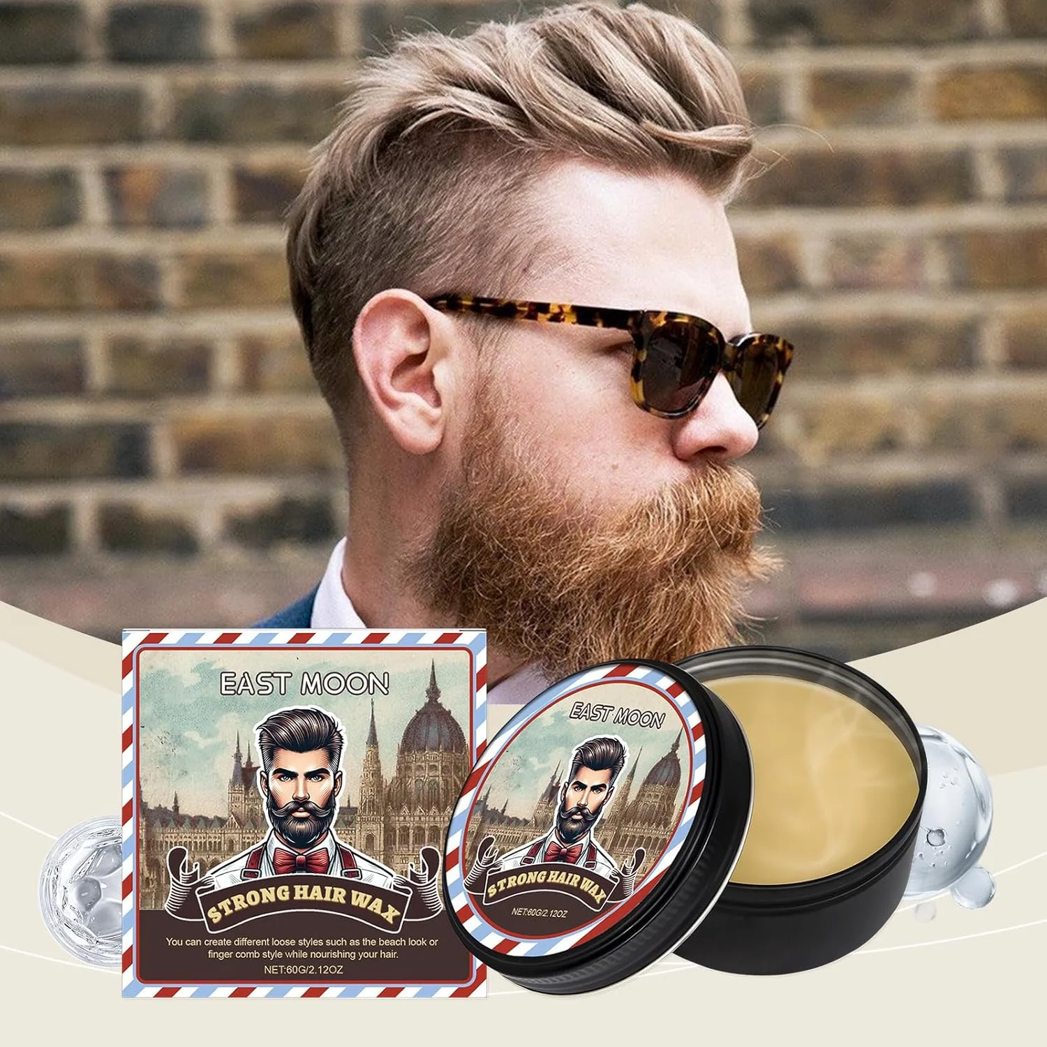 پماد موی مردانه بر پایه آب، حالت دهنده قوی و ماندگار، از بین برنده وز مو، ضد آب، مغذی مو و ریش، فرمول موم طبیعی، ایده آل برای ظاهری صاف و منظم
