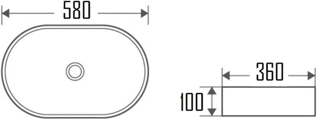 روشویی سرامیکی بیضی شکل سارا از اُلیند دیزاین - پرداخت سفید براق، 580x360x100 میلی متر، بدون سرریز، سینک دستشویی مدرن و بادوام مقاوم در برابر زنگ زدگی برای مصارف خانگی و تجاری