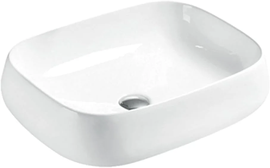 روشویی سرامیکی مستطیلی اِولین – پرداخت سفید براق، 560x420x160 میلی‌متر، بدون سرریز، سینک حمام مدرن و بادوام مقاوم در برابر زنگ زدگی برای مصارف خانگی و تجاری