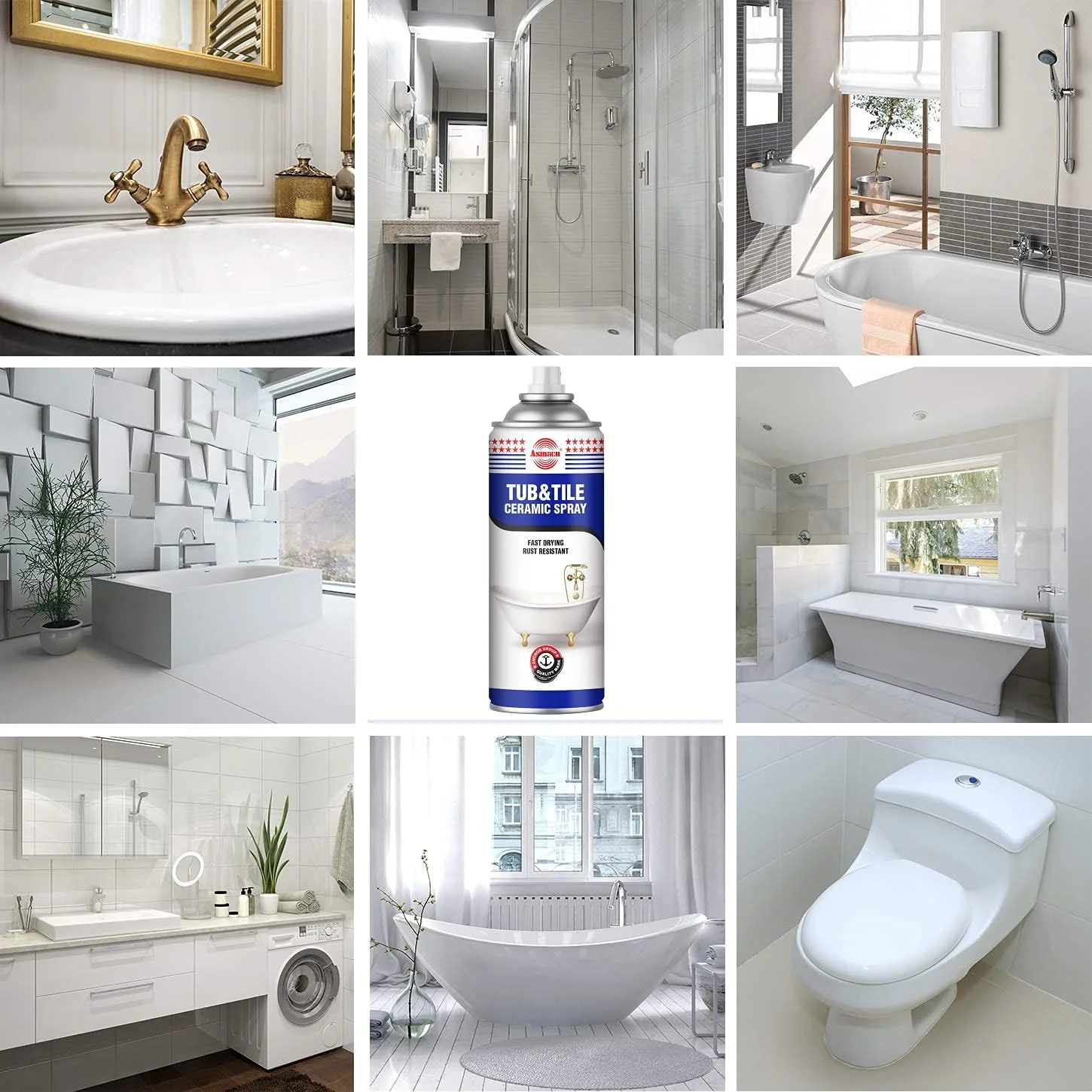 اسپری سفید سرامیکی آسماکو برای ترمیم و پوشش ترک خوردگی وان حمام، روشویی، مجسمه های سرامیکی و لوازم خانگی و غیره...