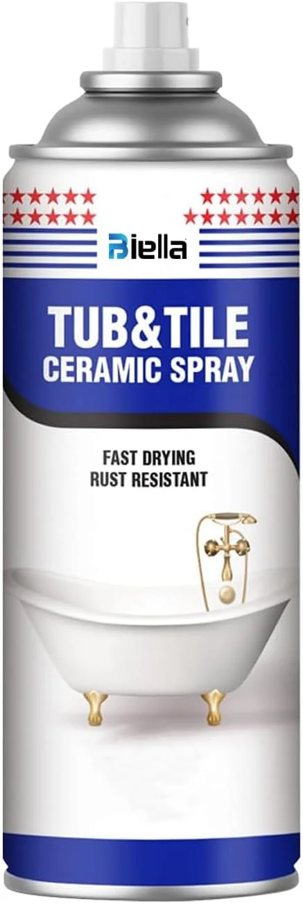 اسپری سرامیکی سفید بیلا برای بازسازی وان حمام و کاشی - پر کردن ترک و پوشش برای وان حمام، روشویی، مجسمه های سرامیکی و لوازم خانگی - 400 میلی لیتر