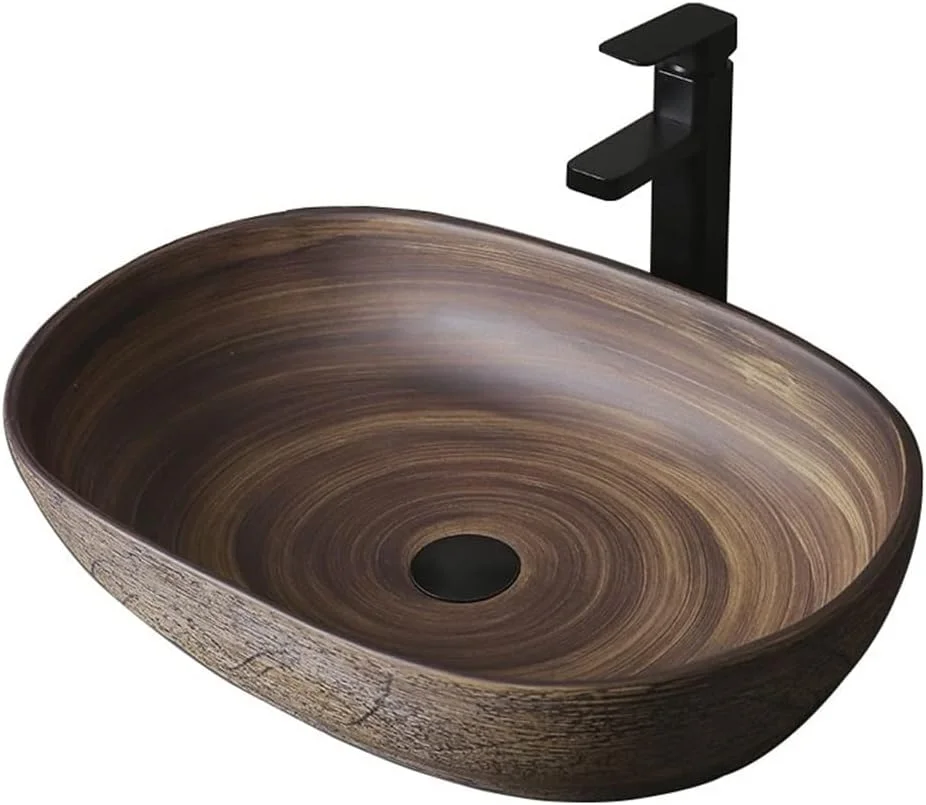 روشویی سرامیکی کاسه ای، روشویی روکار، روشویی بیضی شکل، روشویی حمام، روشویی سرامیکی با شیرآلات