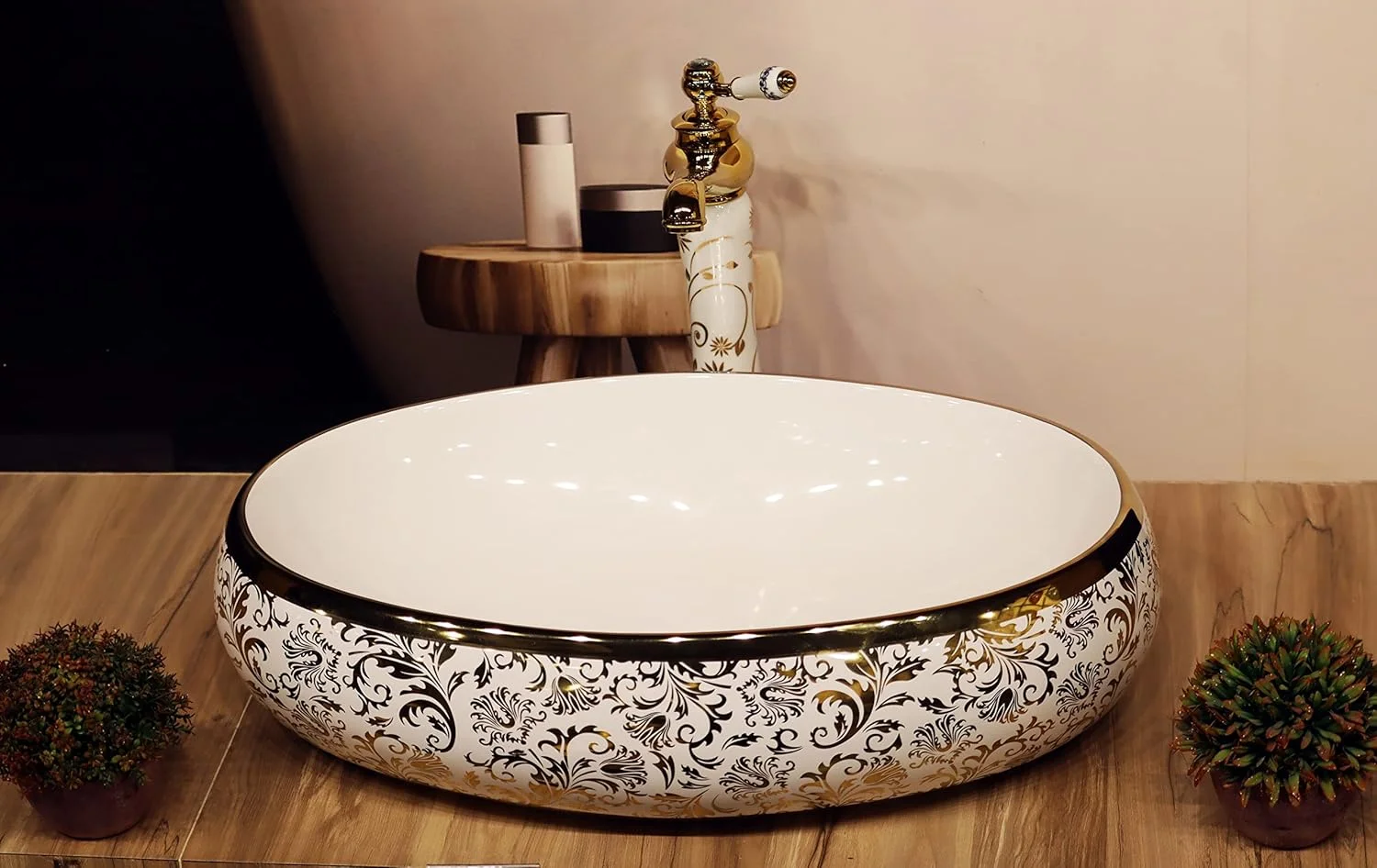 روشویی سرامیکی طرح CLUSTER، کاسه ای، رومیزی، مناسب حمام، 600x400x150 میلی متر (CLTT-024)