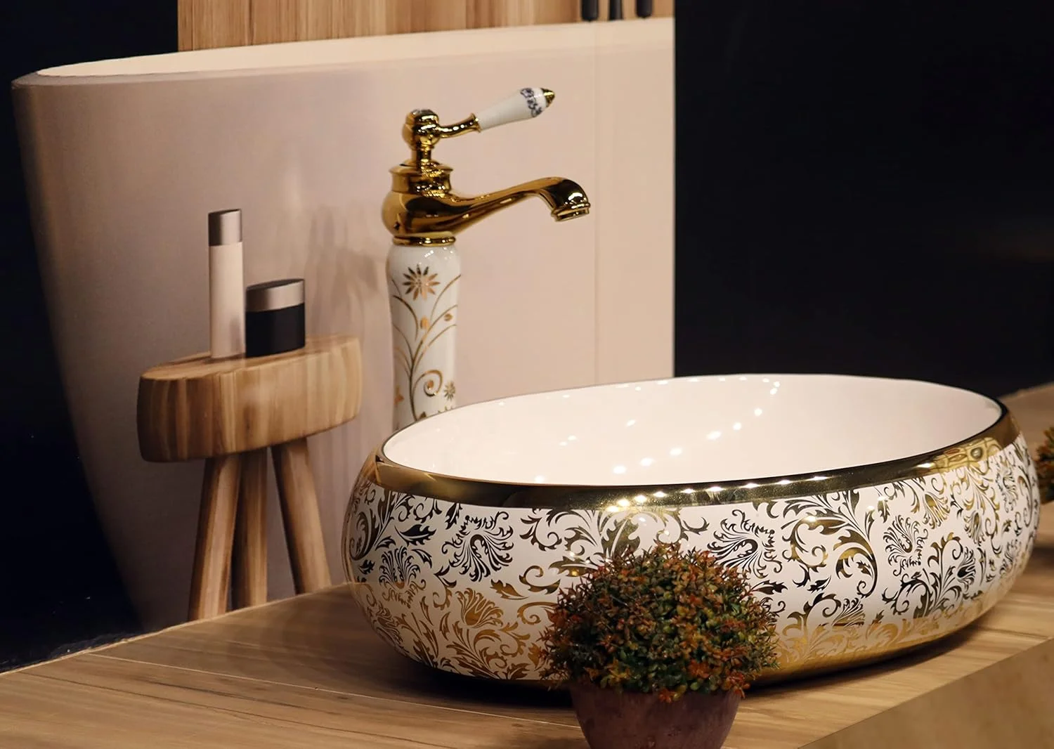 روشویی سرامیکی طرح CLUSTER، کاسه ای، رومیزی، مناسب حمام، 600x400x150 میلی متر (CLTT-024)