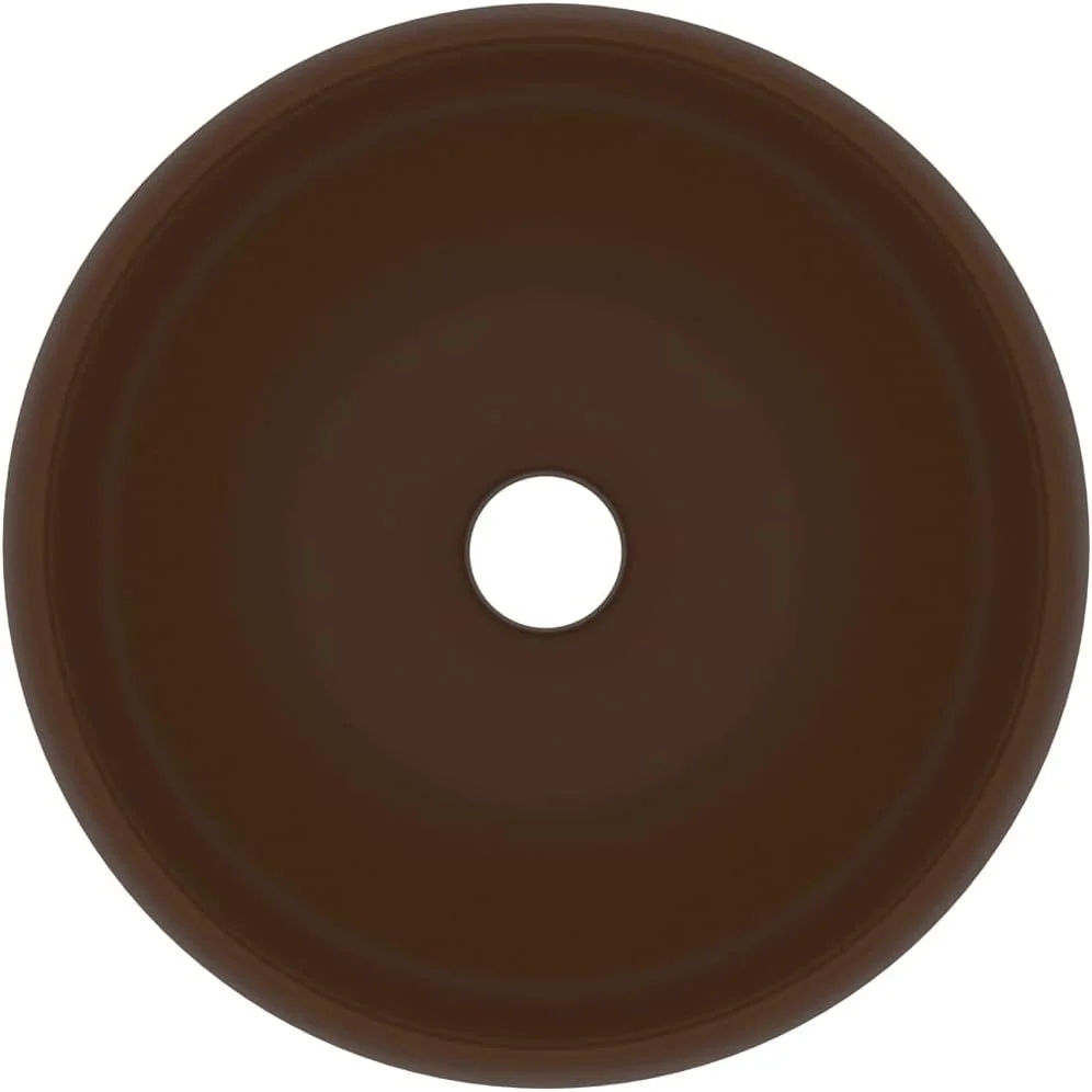 لوازم بهداشتی سرامیکی قهوه ای تیره مات، روشویی لوکس گرد قهوه ای تیره مات 40x15 سانتی متر سرامیکی