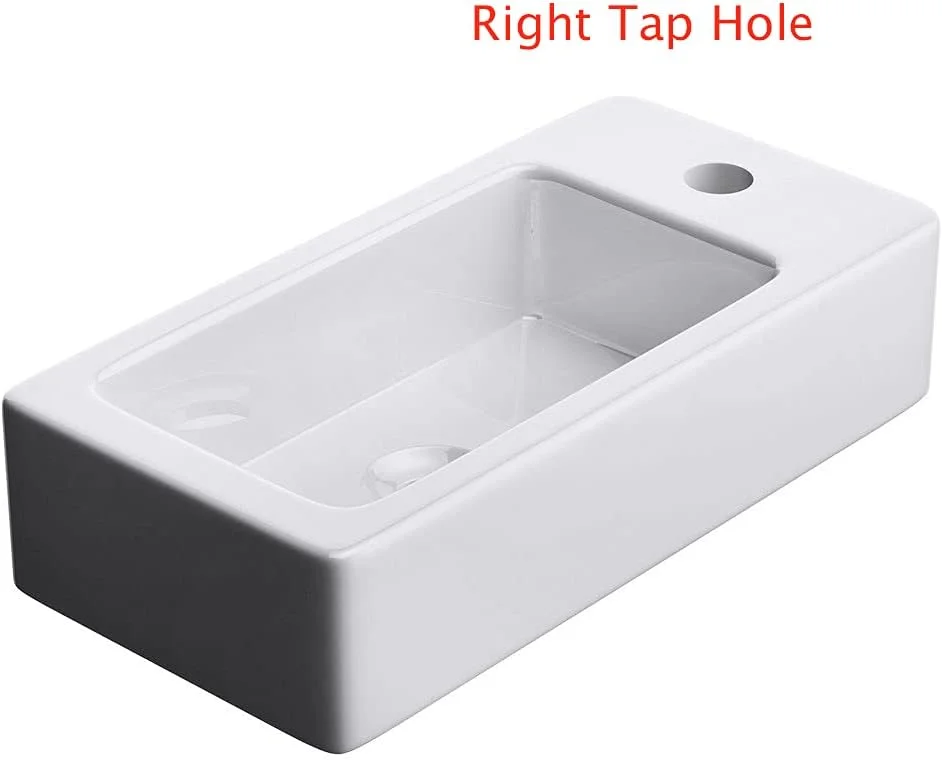 روشویی کوچک مناسب فضاهای کوچک DB Durovin Bathrooms - روشویی دیواری - روشویی مستطیلی روکار - دارای یک سوراخ شیر در سمت راست - 370x180x90 میلی متر (عرضxعمقxارتفاع)