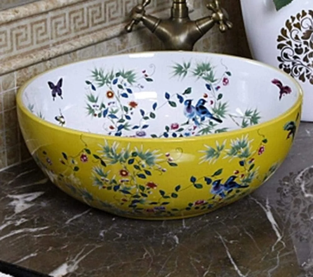 روشویی روکار سرامیکی طرح دار، کاسه روشویی، روشویی سرامیکی، طراحی سینک حمام - فقط کاسه روشویی