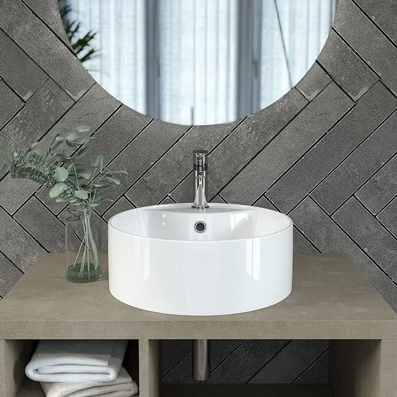 روشویی سرامیکی روکار ارکوس با سرریز یکپارچه و سوراخ مخلوط کن