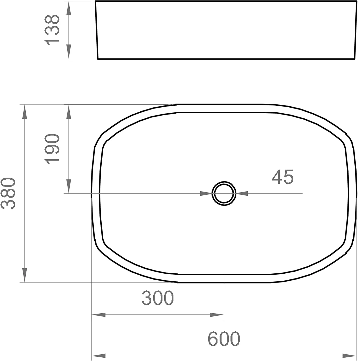 روشویی سرامیکی روکار ارکوس، بدون سرریز