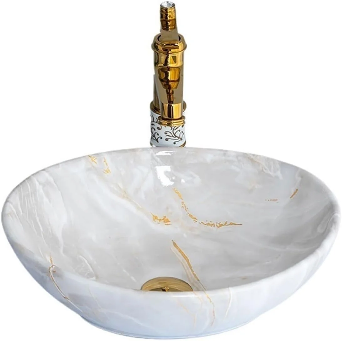 روشویی کاسه ای، روشویی کابینتی، روشویی کوچک مناسب حمام، بافت مرمرین سرامیکی درجه یک، روشویی و کاسه روشویی به همراه اتصالات، روشویی سرامیکی کوچک